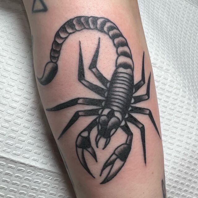 From ye old days when I used to tattoo. 😅🦂 I’ll be back at it one day! In the meantime, go see the husband @mmerlino for some rad flash…baby needs a new pair of shoes! (Except not really, babies don’t wear shoes.)