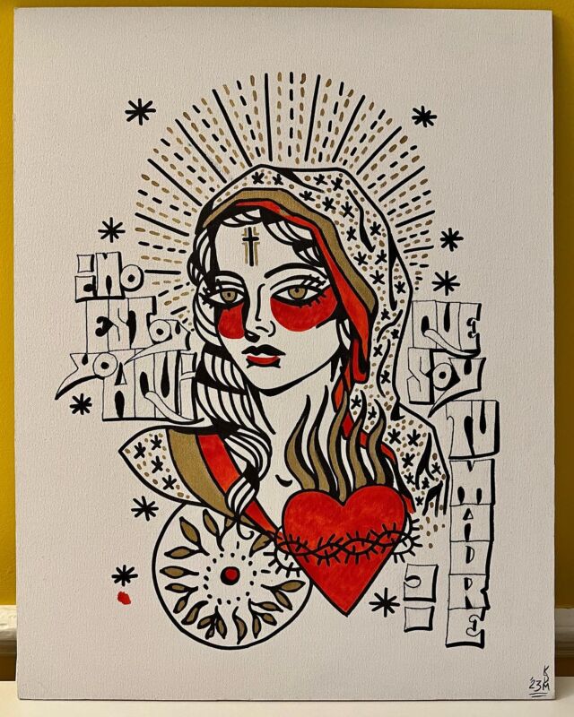 The Fourth Apparition ⭐️ Marker, liquid acrylic, and “paintable gold leaf” on 14x18 canvas board.